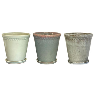 Lacepot Edged Glazed Plant Pot Mixed Blues (7138279784508)