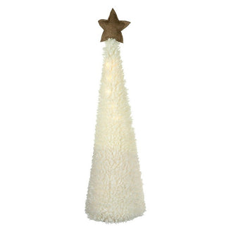 Winter White Faux Fur Cone Tree (7155736313916)