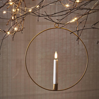 Hanging Gold Ring with Flickering LED Candle (7012211687484)