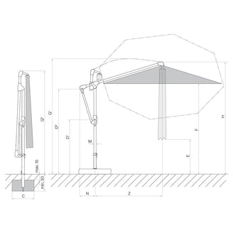 Sunwing Casa Easy Round Cantilever Parasols (6549529133116)